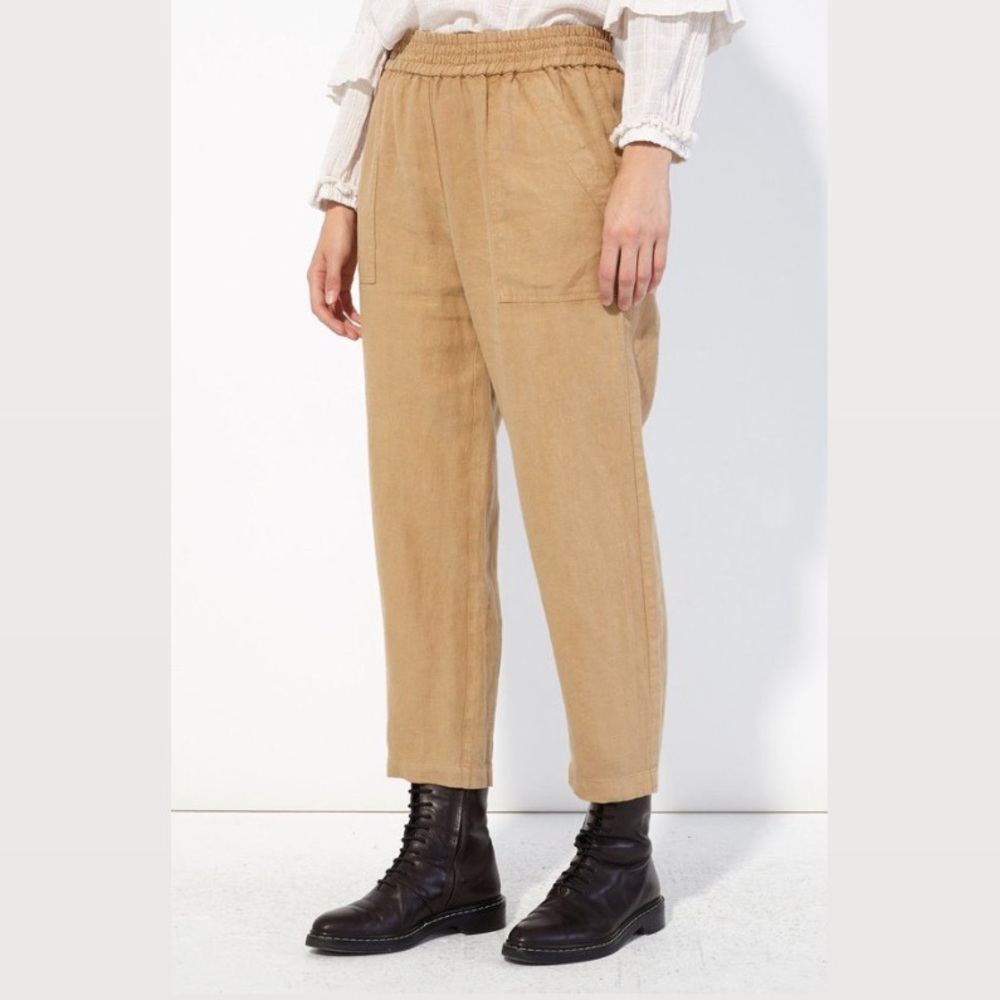 Raquel Allegra linen Trapunto pant - camel tan - extra small